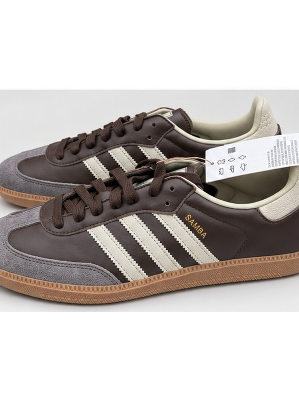 adidas Samba Sneakers in Brown, Gray and Cream with Gum Outsole - Picture 2 of 8